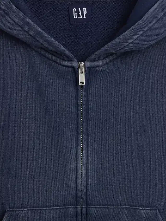 Felpa con cappuccio oversize in felpa Vintagesoft con zip a cuneo
