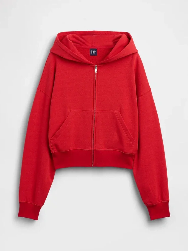 Felpa con cappuccio oversize in felpa Vintagesoft con zip a cuneo