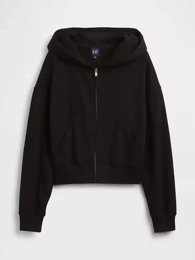 Felpa con cappuccio oversize in felpa Vintagesoft con zip a cuneo