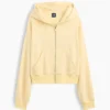 Felpa con cappuccio oversize in felpa Vintagesoft con zip a cuneo