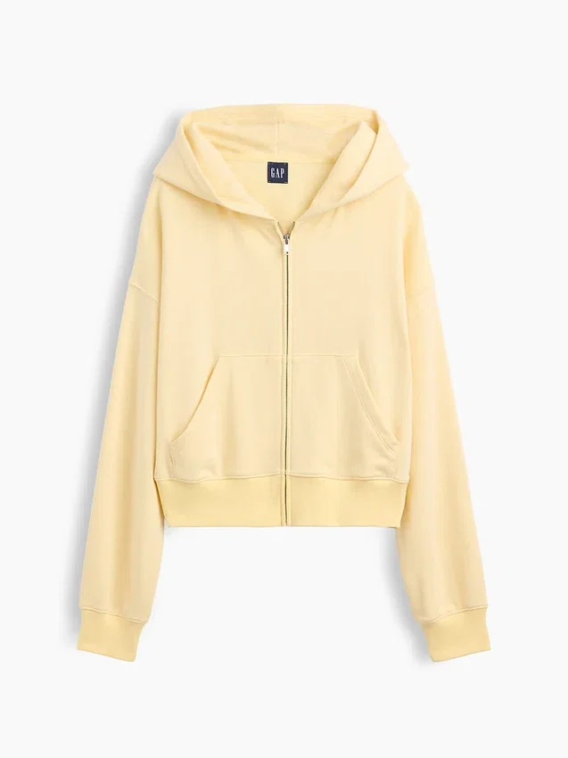 Felpa con cappuccio oversize in felpa Vintagesoft con zip a cuneo