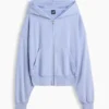 Felpa con cappuccio oversize in felpa Vintagesoft con zip a cuneo