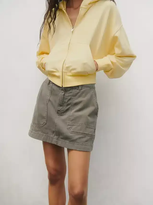 Felpa con cappuccio oversize in felpa Vintagesoft con zip a cuneo