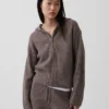 Felpa con cappuccio oversize in misto cotone CashSoft con punto Shaker e zip