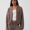 Felpa con cappuccio oversize in misto cotone CashSoft con punto Shaker e zip
