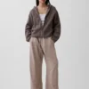 Felpa con cappuccio oversize in misto cotone CashSoft con punto Shaker e zip
