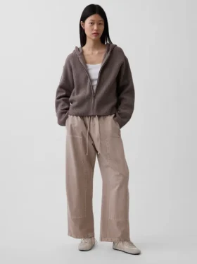 Felpa con cappuccio oversize in misto cotone CashSoft con punto Shaker e zip