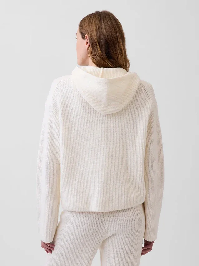 Felpa con cappuccio oversize in misto cotone CashSoft con punto Shaker e zip