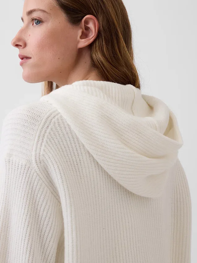 Felpa con cappuccio oversize in misto cotone CashSoft con punto Shaker e zip
