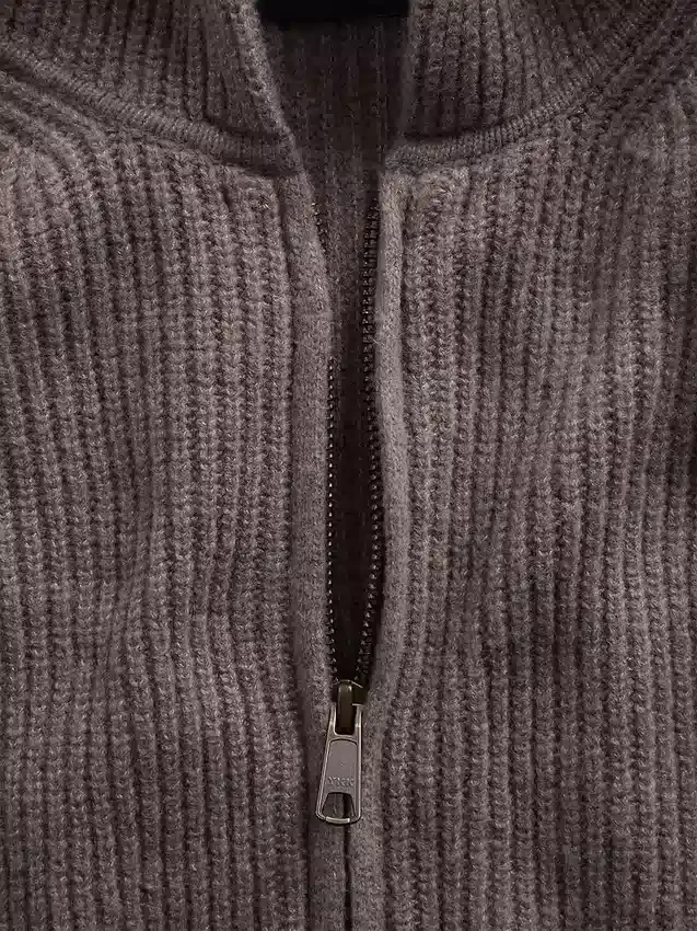 Felpa con cappuccio oversize in misto cotone CashSoft con punto Shaker e zip