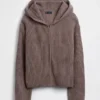 Felpa con cappuccio oversize in misto cotone CashSoft con punto Shaker e zip