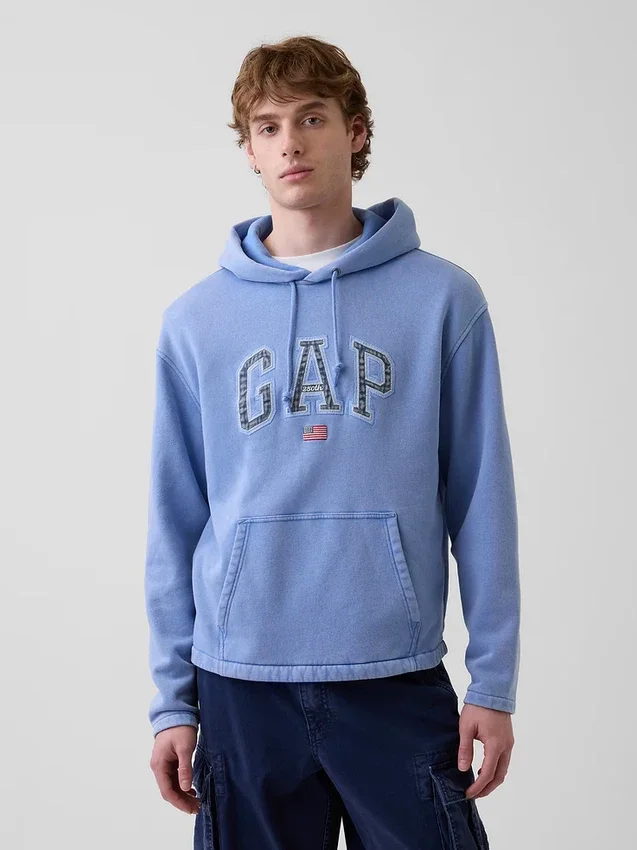 Felpa con cappuccio oversize in morbido tessuto vintage con logo Americana