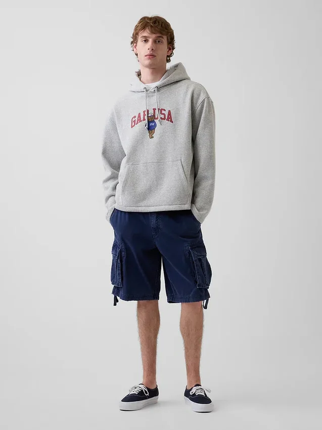 Felpa con cappuccio oversize in morbido tessuto vintage con logo Americana