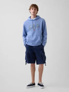 Felpa con cappuccio oversize in morbido tessuto vintage con logo Americana