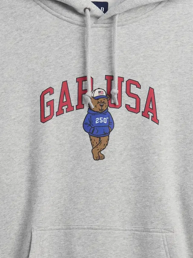 Felpa con cappuccio oversize in morbido tessuto vintage con logo Americana