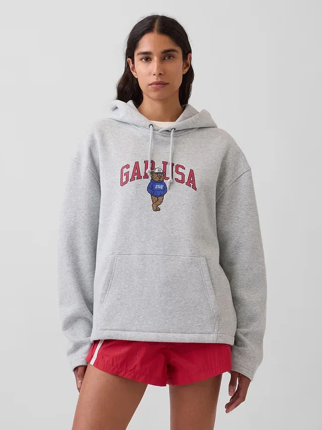 Felpa con cappuccio oversize in morbido tessuto vintage con logo Americana