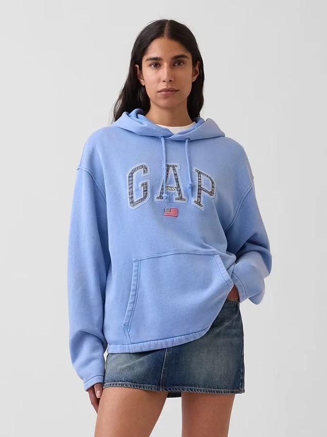 Felpa con cappuccio oversize in morbido tessuto vintage con logo Americana