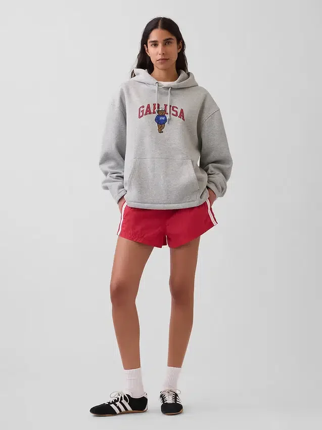 Felpa con cappuccio oversize in morbido tessuto vintage con logo Americana