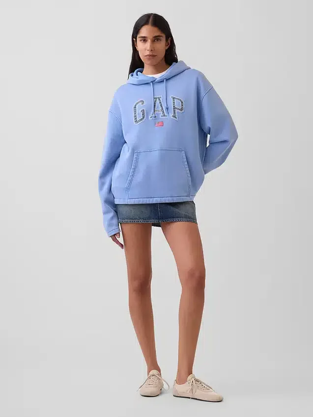 Felpa con cappuccio oversize in morbido tessuto vintage con logo Americana