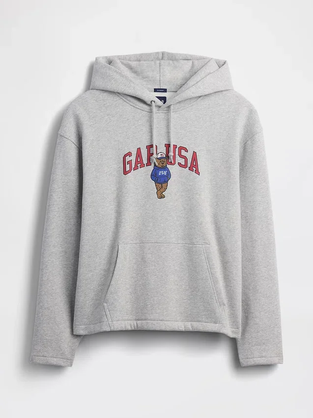 Felpa con cappuccio oversize in morbido tessuto vintage con logo Americana