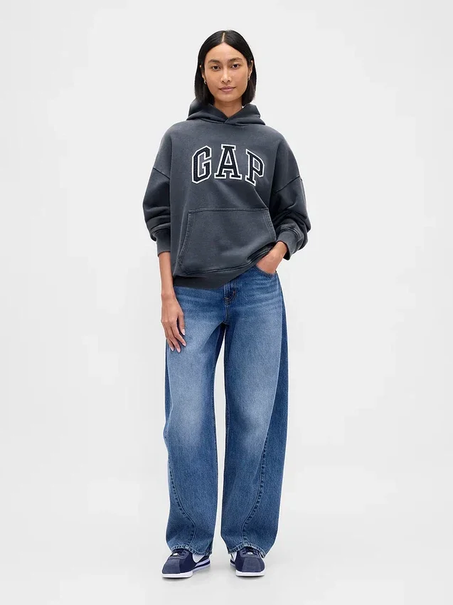 Felpa con cappuccio oversize per adulti con logo