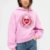 Felpa con cappuccio oversize per bambini Vintagesoft con logo a forma di cuore