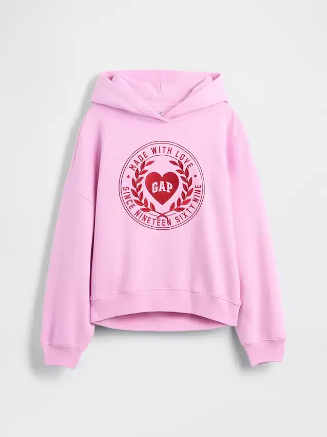 Felpa con cappuccio oversize per bambini Vintagesoft con logo a forma di cuore