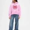 Felpa con cappuccio oversize per bambini Vintagesoft con logo a forma di cuore