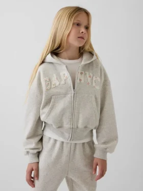 Felpa con cappuccio oversize per bambini Vintagesoft con logo e zip