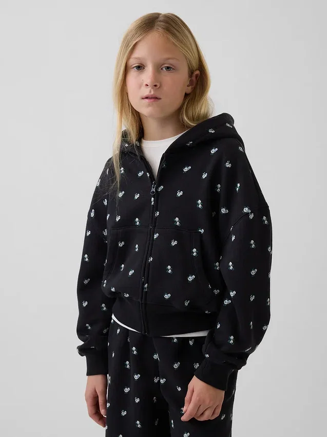 Felpa con cappuccio oversize per bambini Vintagesoft con logo e zip