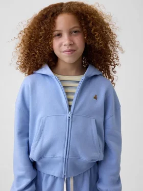 Felpa con cappuccio oversize per bambini Vintagesoft con logo e zip