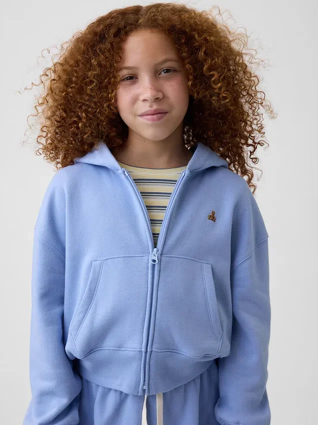 Felpa con cappuccio oversize per bambini Vintagesoft con logo e zip