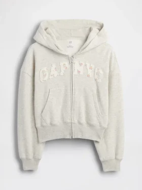 Felpa con cappuccio oversize per bambini Vintagesoft con logo e zip