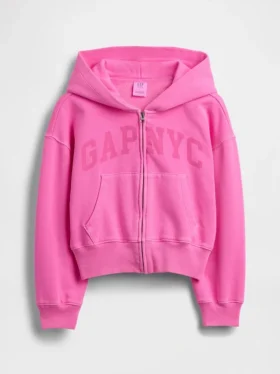 Felpa con cappuccio oversize per bambini Vintagesoft con logo e zip