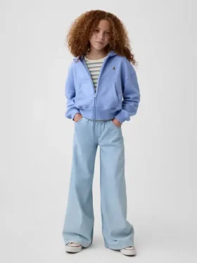Felpa con cappuccio oversize per bambini Vintagesoft con logo e zip