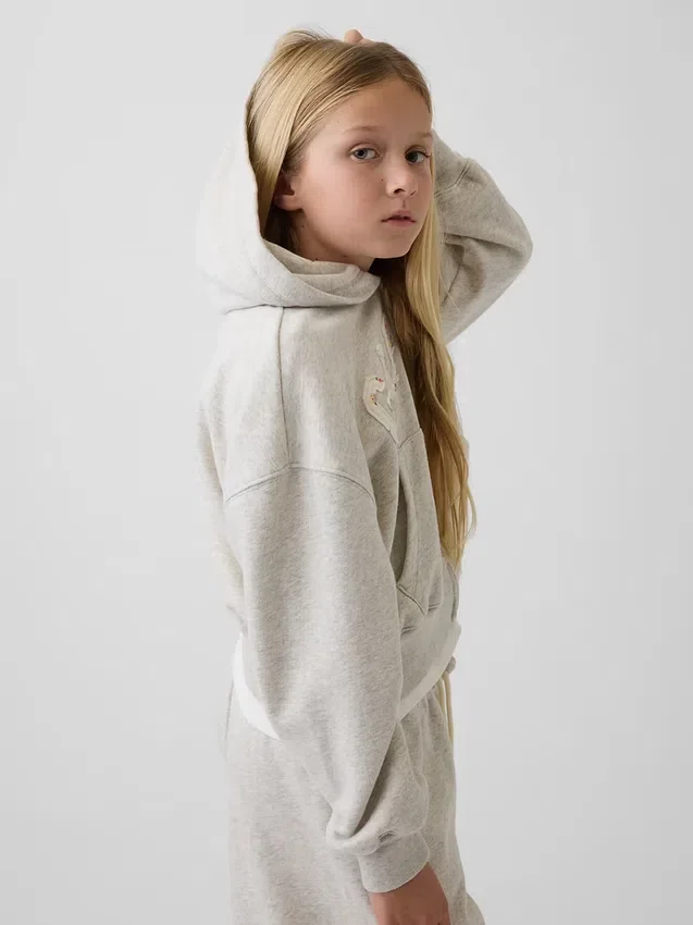 Felpa con cappuccio oversize per bambini Vintagesoft con logo e zip