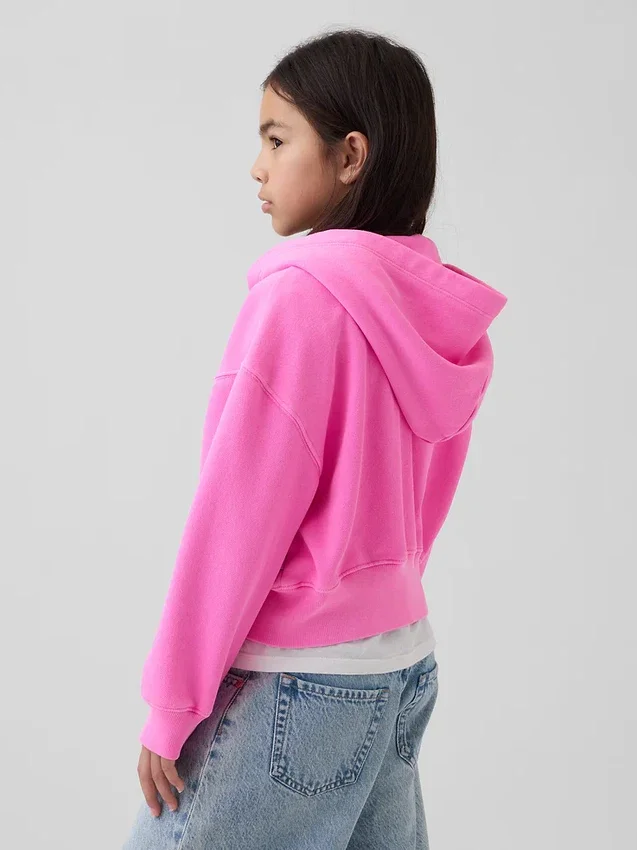 Felpa con cappuccio oversize per bambini Vintagesoft con logo e zip