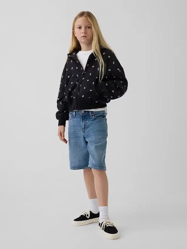 Felpa con cappuccio oversize per bambini Vintagesoft con logo e zip