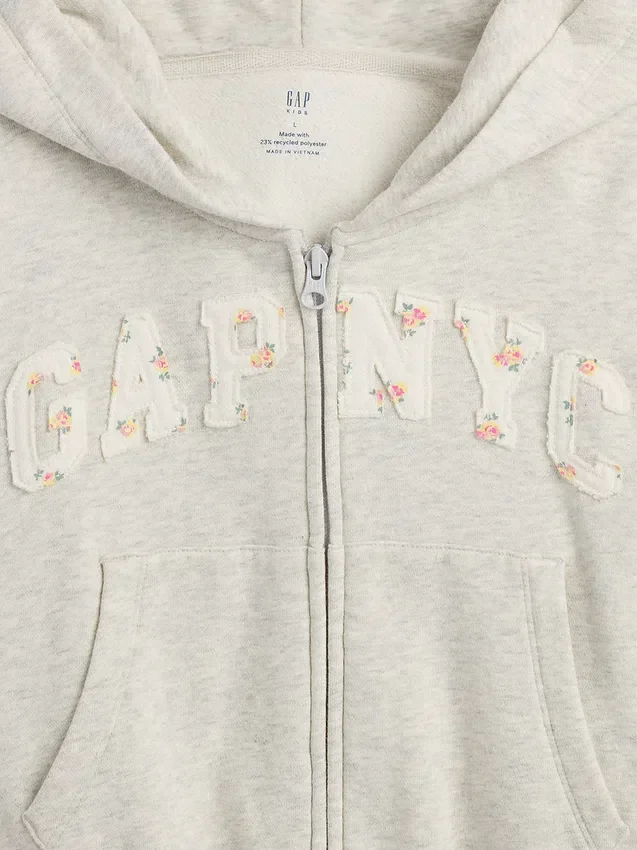 Felpa con cappuccio oversize per bambini Vintagesoft con logo e zip