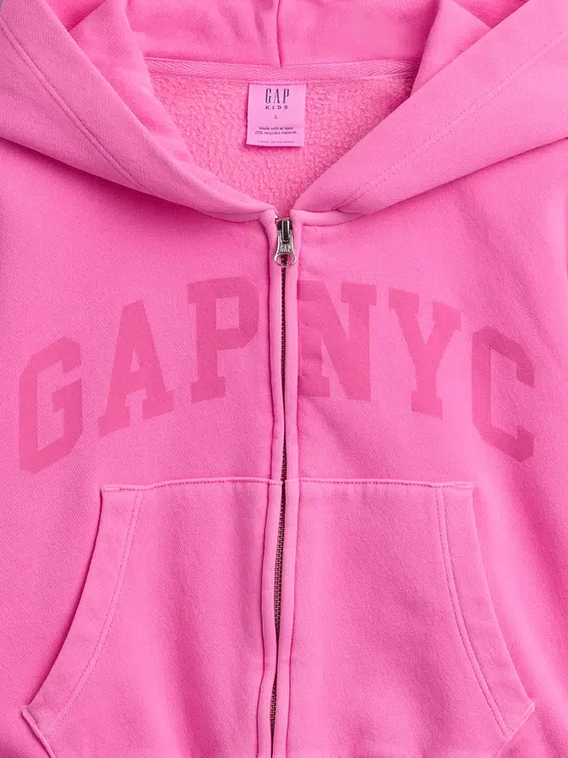 Felpa con cappuccio oversize per bambini Vintagesoft con logo e zip