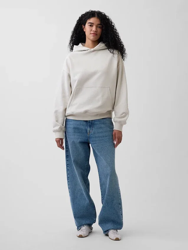 Felpa con cappuccio oversize pesante per adulti