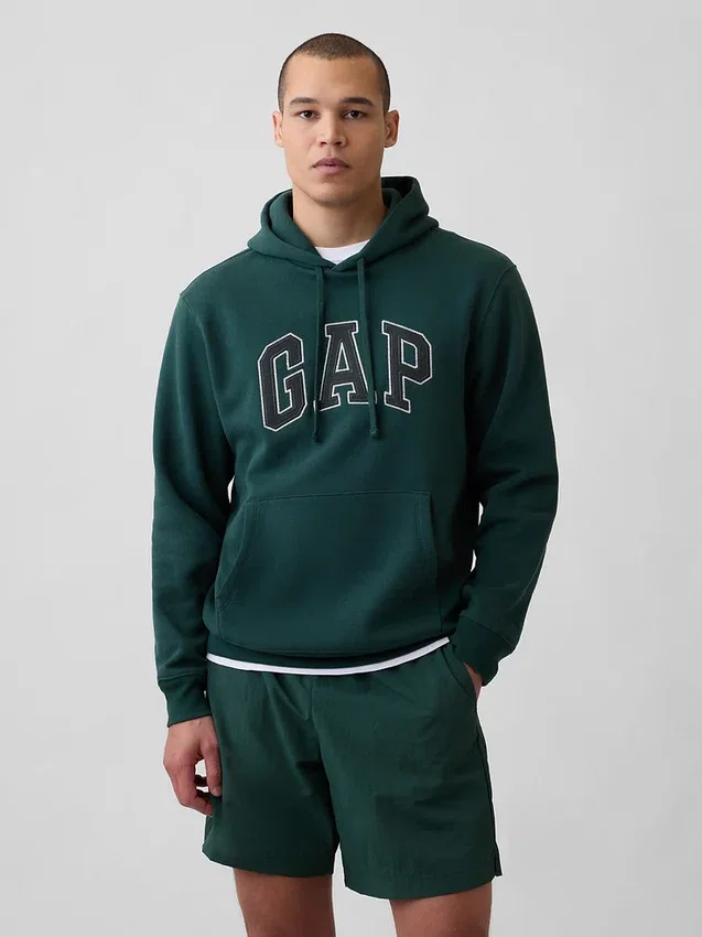 Felpa con cappuccio per adulti Vintagesoft con Arch Logo