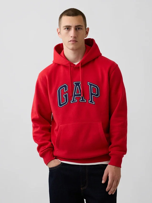 Felpa con cappuccio per adulti Vintagesoft con Arch Logo