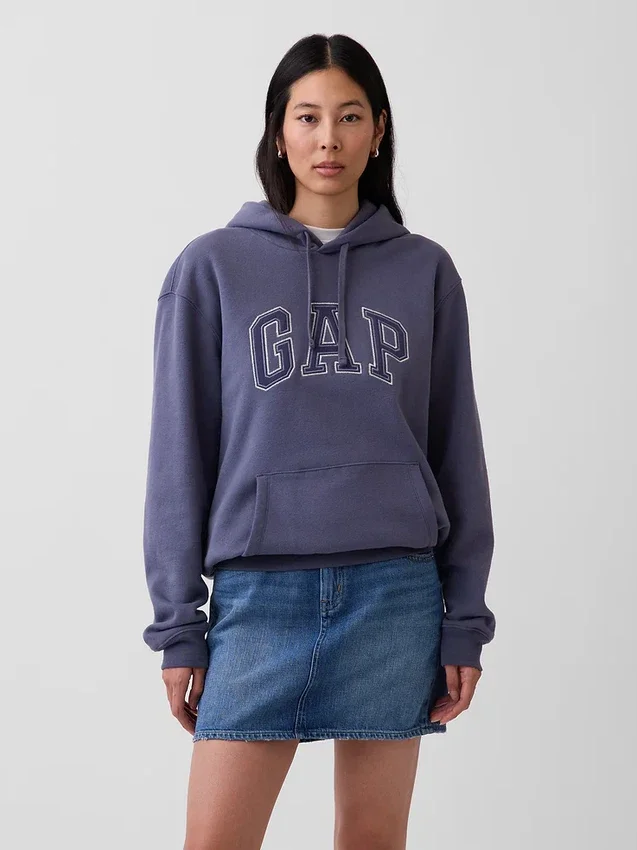 Felpa con cappuccio per adulti Vintagesoft con Arch Logo