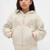 Felpa con cappuccio per bambini foderata in sherpa e logo grafico