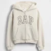 Felpa con cappuccio per bambini foderata in sherpa e logo grafico