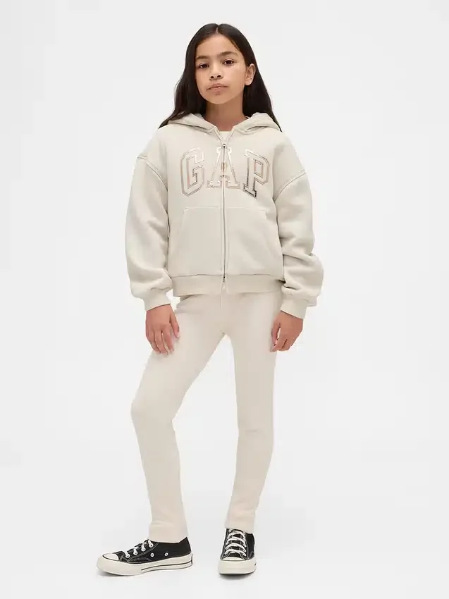 Felpa con cappuccio per bambini foderata in sherpa e logo grafico