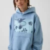 Felpa con cappuccio per bambini Vintagesoft dalla linea morbida con stampa grafica