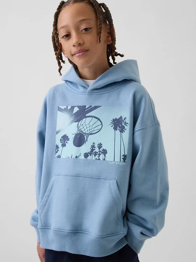 Felpa con cappuccio per bambini Vintagesoft dalla linea morbida con stampa grafica