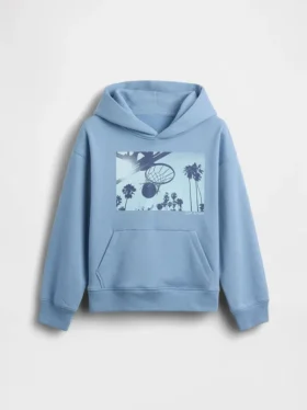 Felpa con cappuccio per bambini Vintagesoft dalla linea morbida con stampa grafica